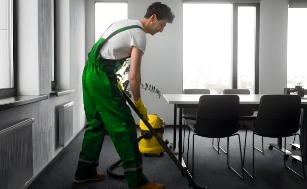 man cleaning office in knoxville